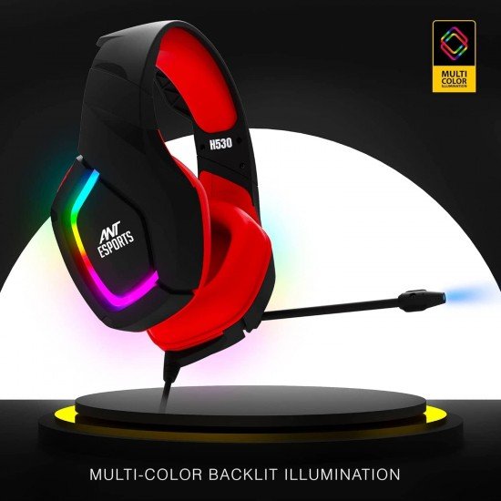 Ant Esports H530 Multi-Platform Pro RGB Gaming Headsetfor PC / PS4 / PS5 / Xbox One / Switch1 with mic, Black Red