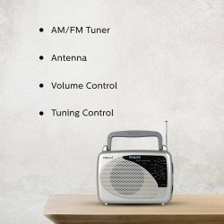 Philips Radio RL118/94 with MW/SW/FM Bands, 200mW RMS soundoutput,3-1 Power Source External Battery