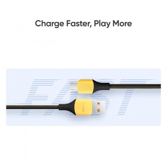 Realme 10W Fast Charging Micro-USB Cable (Braided, Black)