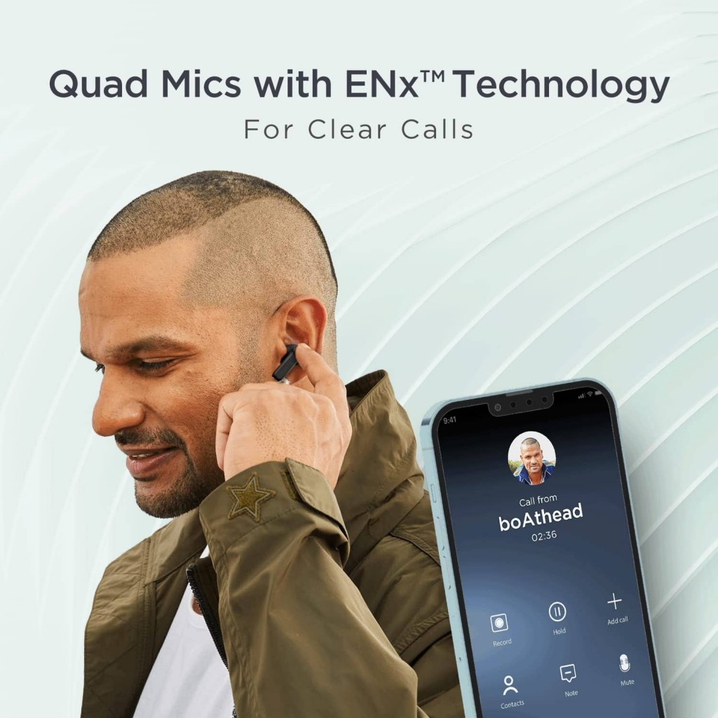 boAt Airdopes 393ANC True Wireless in Ear Earbuds with 32dB Hybrid ANC, Quad Mics with ENx™ (Rogue Black) boAt Airdopes 393ANC True Wireless in Ear Earbuds with 32dB Hybrid ANC, Quad Mics with ENx™ (Rogue Black)