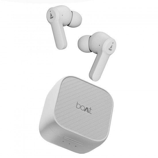 boAt Airdopes Fuel in Ear Headphones,Quad Mics,Enx (Pearl White),Bluetooth