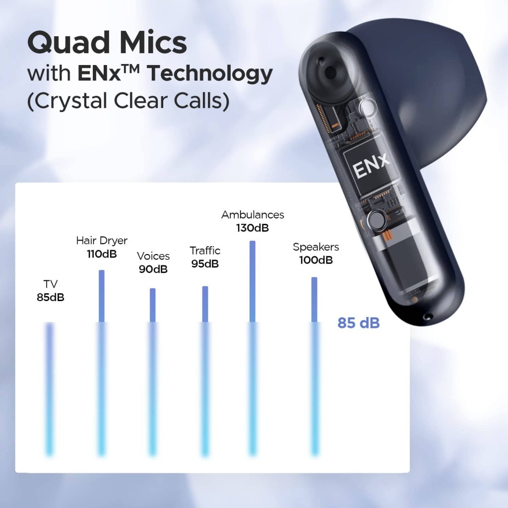 boAt Airdopes Genesis with 13MM Drivers, Quad Mics ENx™ (Oceana) boAt Airdopes Genesis with 13MM Drivers, Quad Mics ENx™ (Oceana)