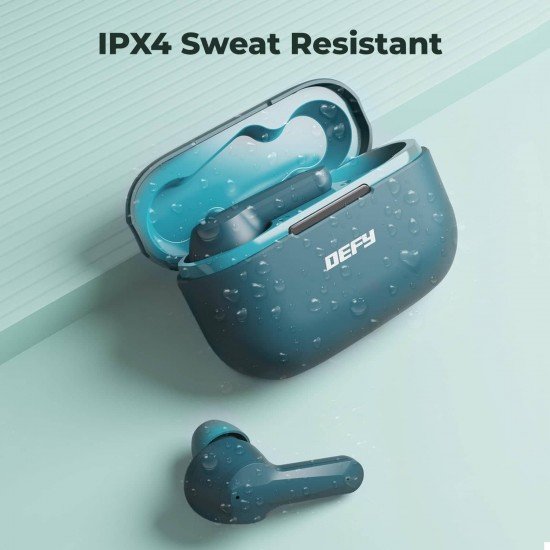 Defy Gravity Zen TWS Earbuds with 24 HRS Playback, Fast Charge, Low Latency, ENC Solution, Quick Pair & Connect(Dark Cyan)