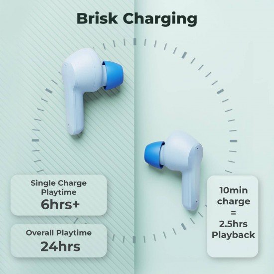 Defy Gravity Zen TWS Earbuds with 24 HRS Playback, Fast Charge, Low Latency, ENC Solution, Quick Pair & Connect(Tranquil Blue)