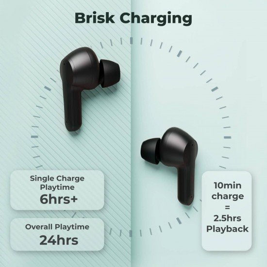 Defy Gravity Zen TWS Earbuds with 24 HRS Playback, Fast Charge, Low Latency, ENC Solution, Quick Pair & Connect(Bold Black)