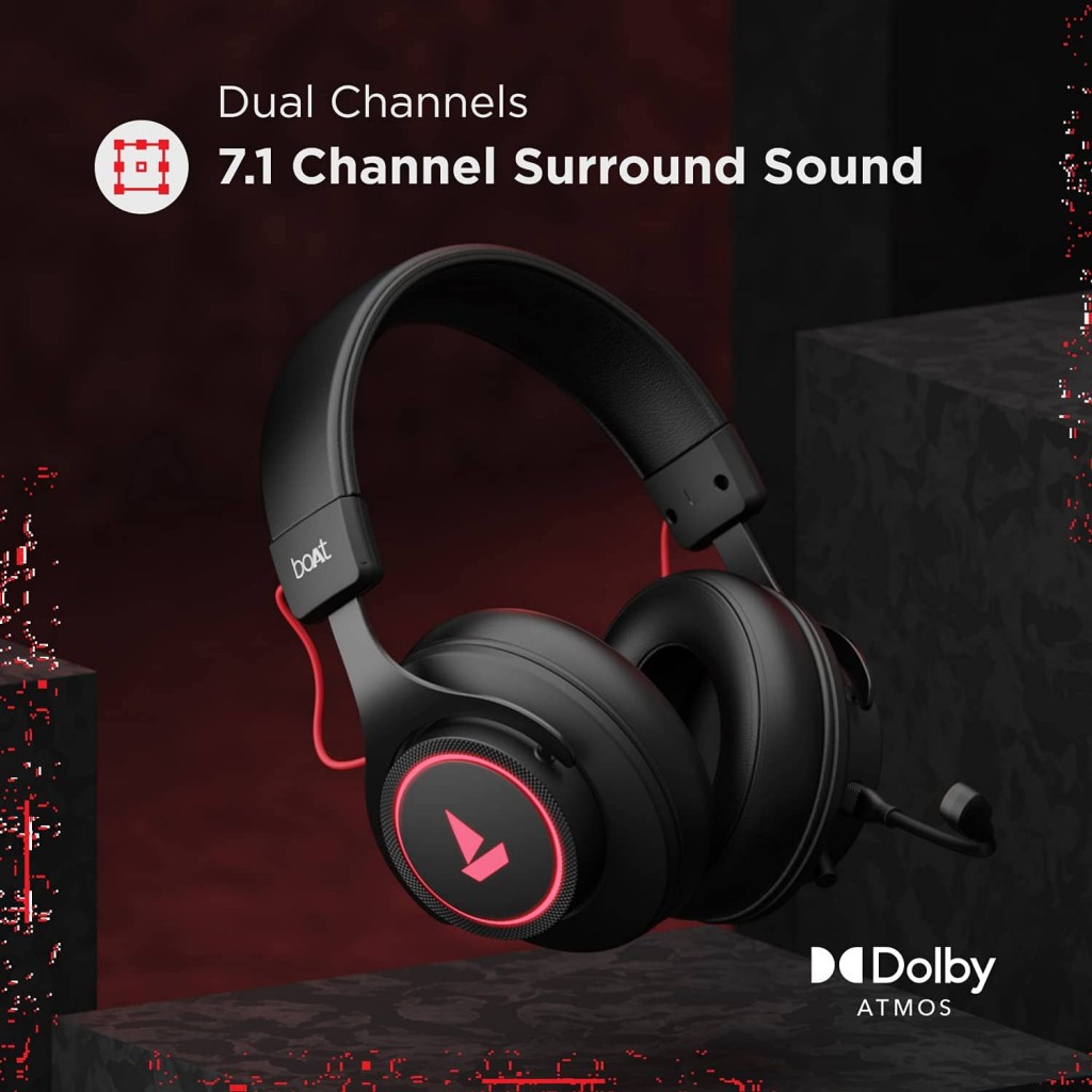 boAt Immortal IM1000D Dual Channel Gaming Wired Over Ear Headphones with mic (Black Sabre) boAt Immortal IM1000D Dual Channel Gaming Wired Over Ear Headphones with mic (Black Sabre)