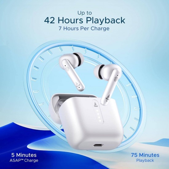 boAt Airdopes 141 Bluetooth TWS Earbuds with 42H Playtime,Low Latency Mode for Gaming, ENx (Pure White)