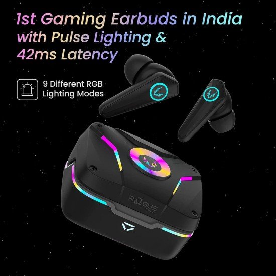 TAGG Rogue 500GT Gaming True Wireless in Ear Earbuds 42ms Ultra Low Latency  Black